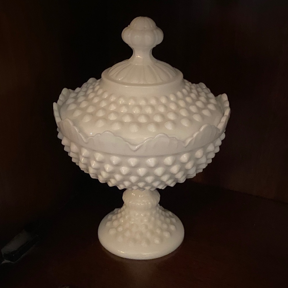 Fenton • White Hobnail Glass • Candy Dish